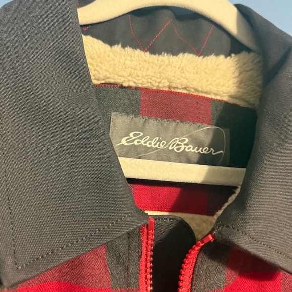 Eddie Bauer Shirt Mens 2XL Plaid Buffalo Shacket Sherpa Lined Button Up - Picture 4 of 9